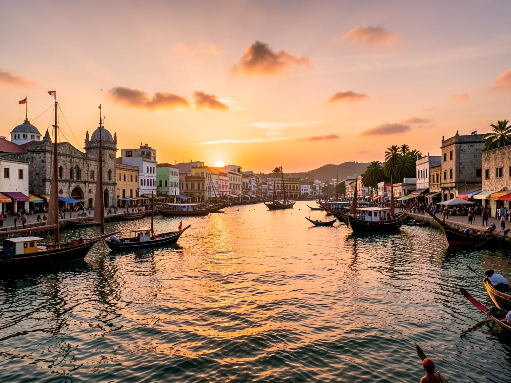 Zanzibar waterfront at sunset